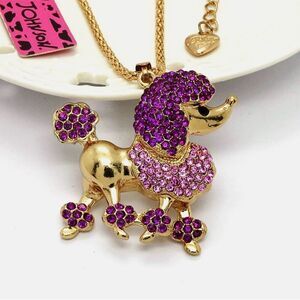 💜 Betsey Johnson Glamorous Purple and Gold Poodle Pendant Necklace 💜